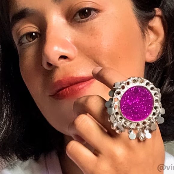 Ethnic Afghan Silver Kuchi Bells Ring, Afghan Statement Massive Ring, - Picture 5 of 5